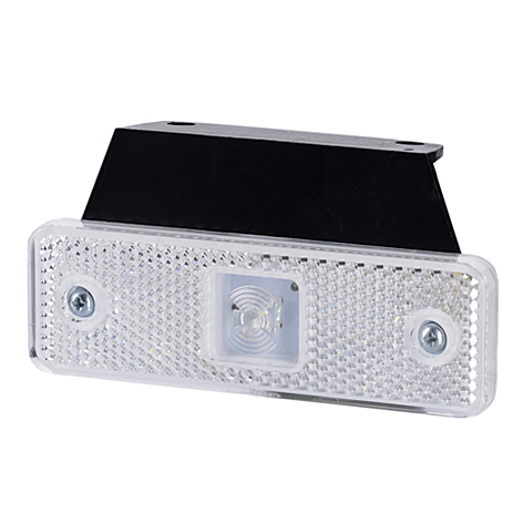 LED marker light front, white with holder 12 / 24V